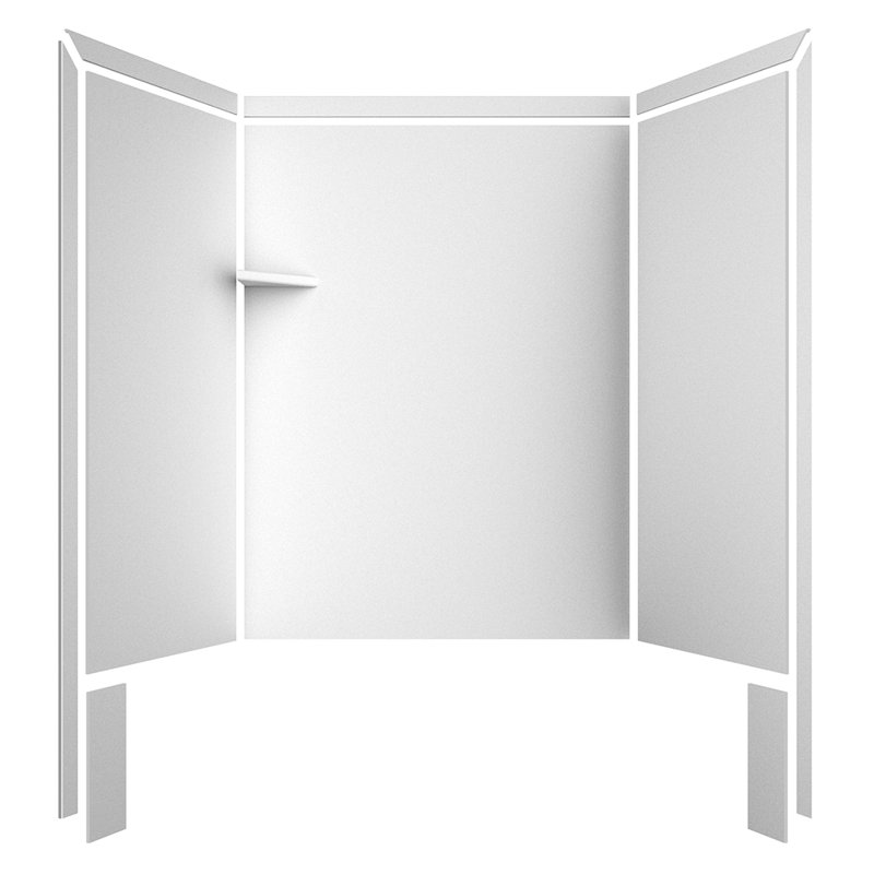 FlexStone Royale 60"W x 36"D x 80"H Alcove Bathtub/Shower Surround in White, White