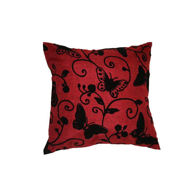 Tivoli Butterfly Floral Reversible Throw Pillow, Burgundy