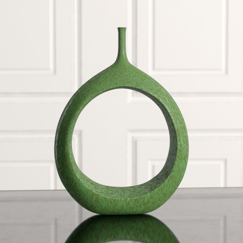 Open Ring Vase, Emerald, 16" H x 12" W x 4.25" D