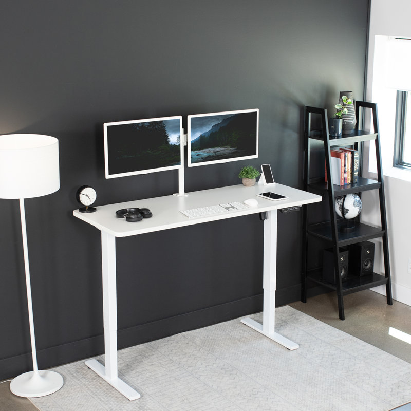 Luxe Electric White 60" Adjustable Standing Desk with Memory Presets