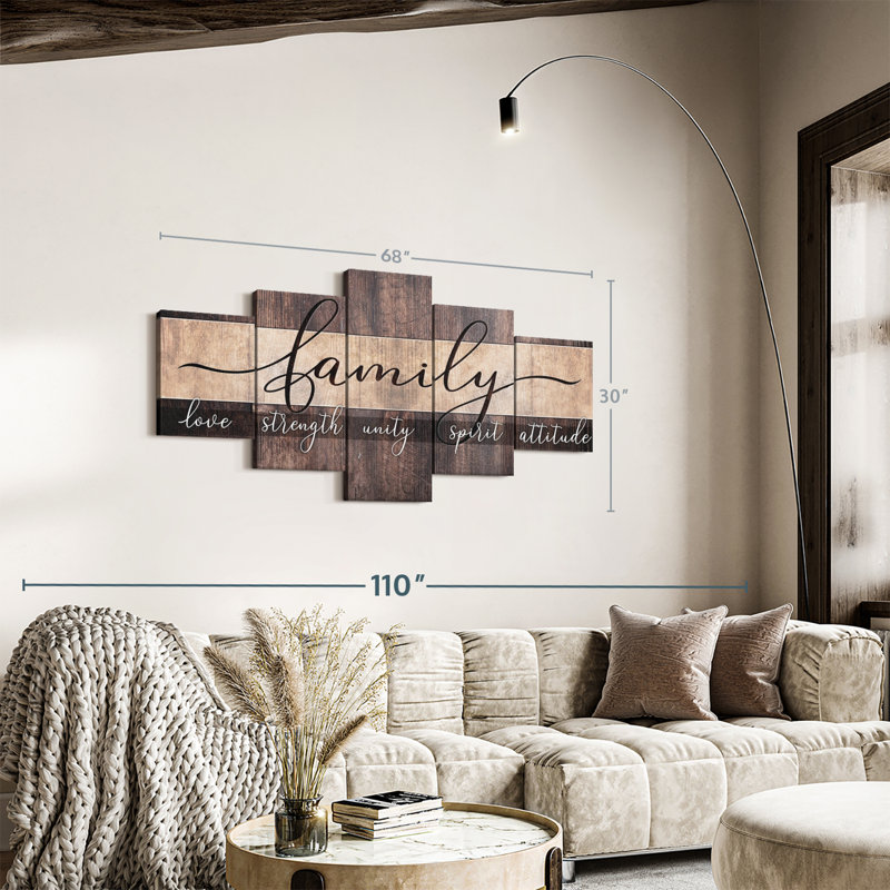 Family Qualities Typography Canvas Print, 30" H x 68" W x 1.25" D