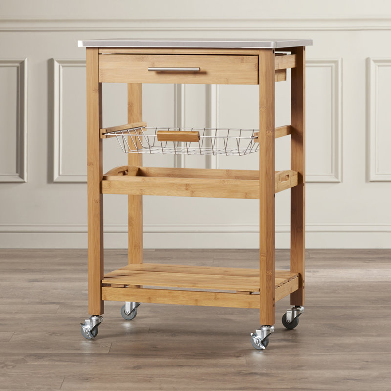 Chariot de cuisine avec plateau Servin, Acier Inoxydable