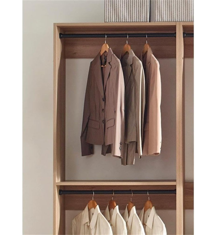 Home Imports Emporium Walk in Wood Closet System for Closet Room Open Concept Design Oak Finish Freestanding Configuration Durable Wood Storage Organizers