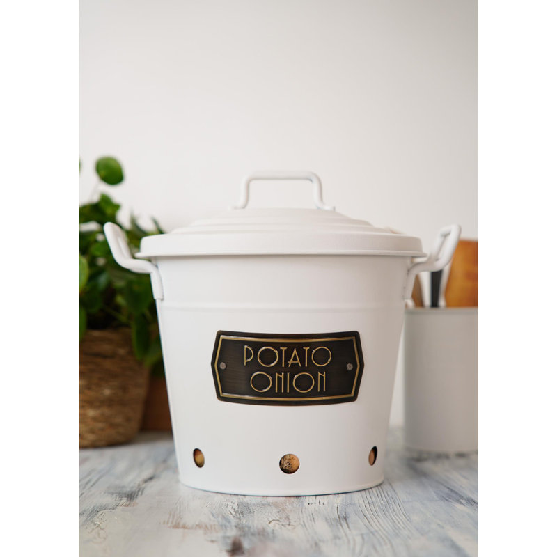 Amritpal Potato and Onion Food Storage Container, Matte White