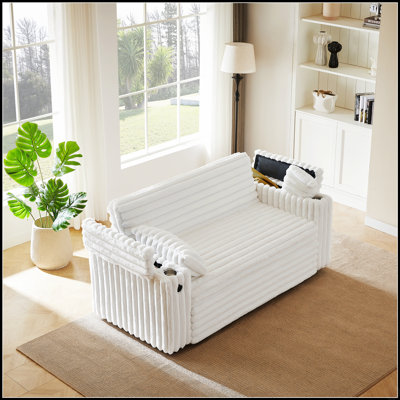 Canapé-lit convertible avec accoudoirs avec rangement intégré et port de charge USB