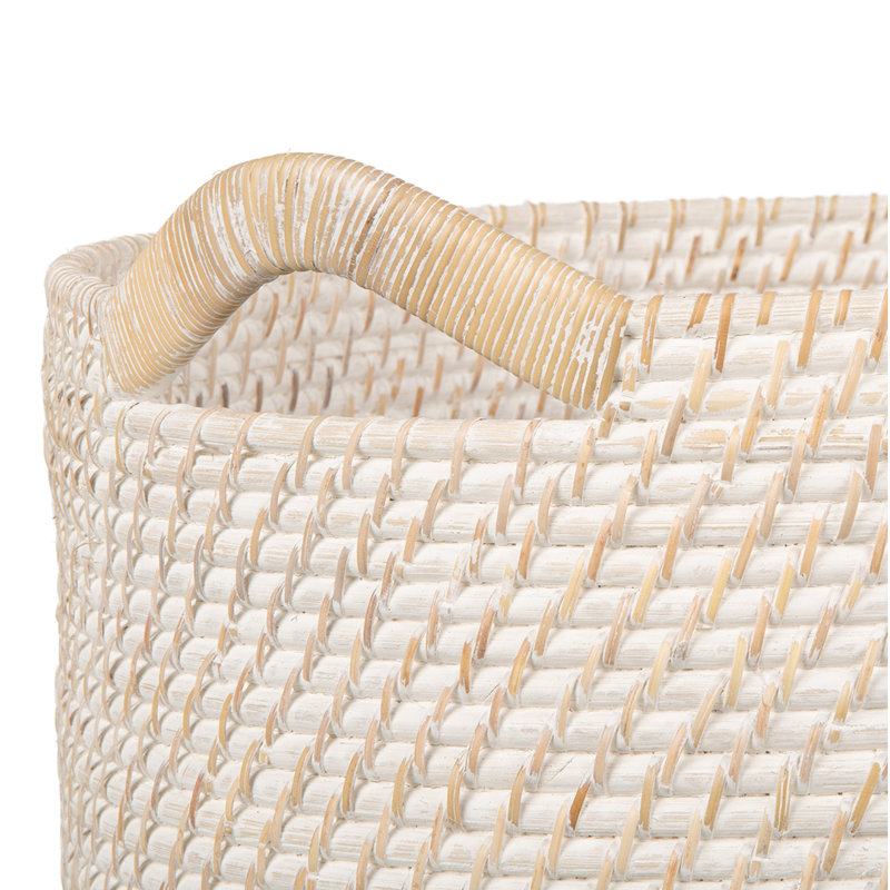 AllModern Jettie Rattan Basket, White