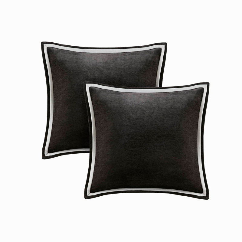 Ensemble de couette surdimensionné de 8 pièces en velours toutes saisons, noir et blanc, format Queen