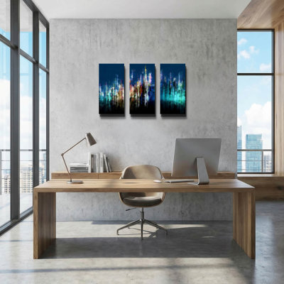 'Dusk B' By David Manlove Triptych Wall Art, 36" x 24"
