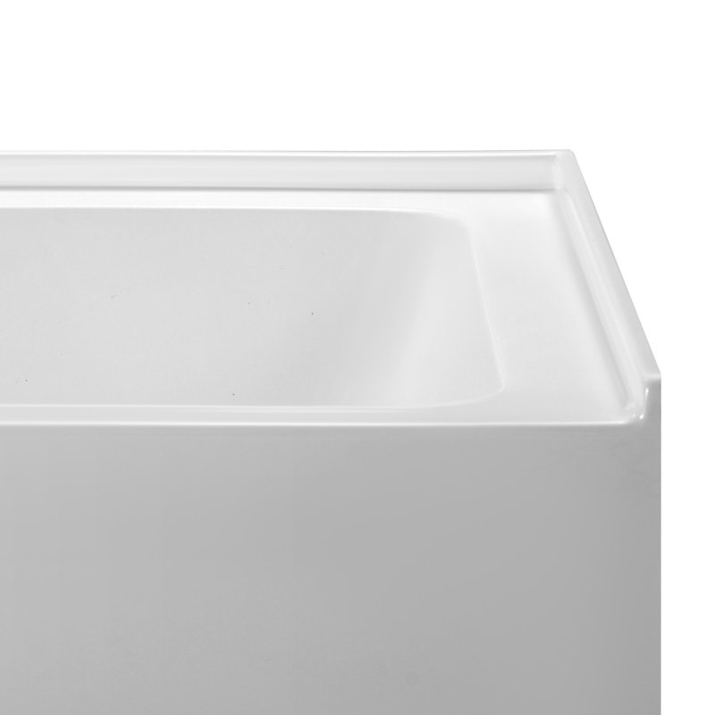 Alcove Bathtub, 48" x 30" Contemporary Alcove Acrylic Bathtub, Soaking Bath Tub with Left Hand Drain and Overflow Hole, Large Rectangular Deep Soak Tub for Bathroom with Integral Flange, White