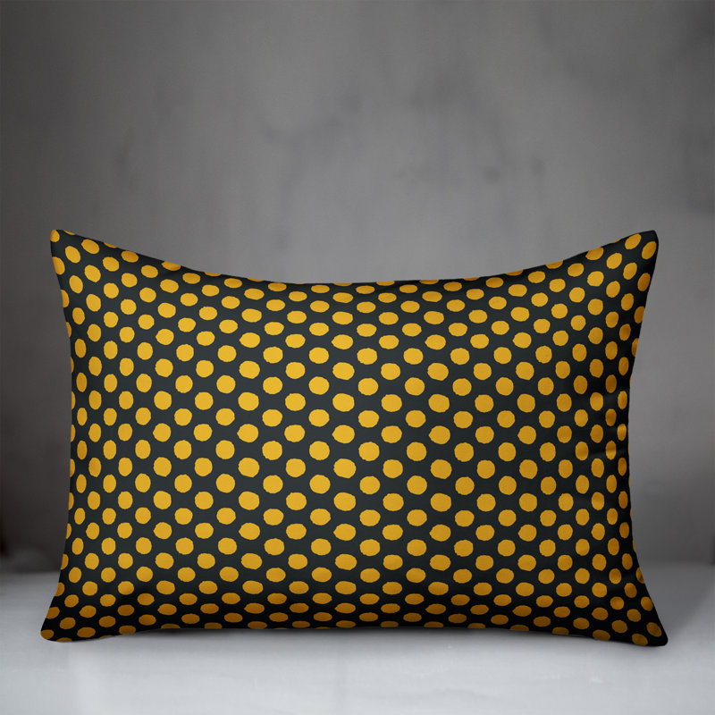 Coussin lombaire à pois, Jaune / Noir