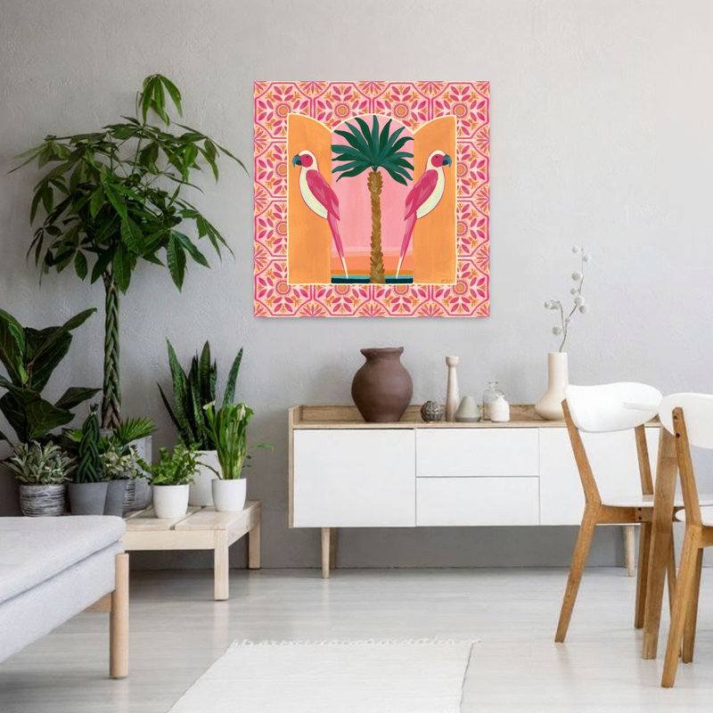 Art tropical, oiseaux tropicaux I avec animaux, H 36 po x l 36 po