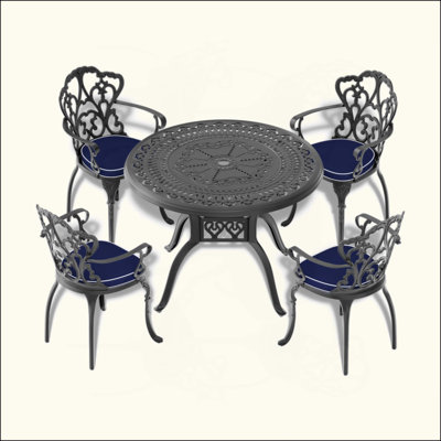 Cast Aluminum Patio Dining Table With Frame And Umbrella Hole