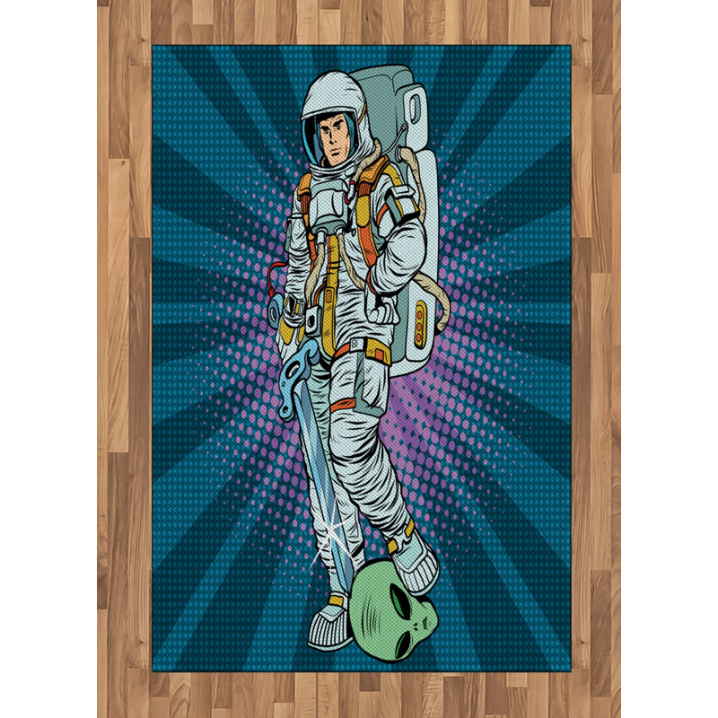 Tapis décoratif à longues fibres en polyester à haute densité Astronaut, Rectangle— 4 pi x 5 pi 8 po