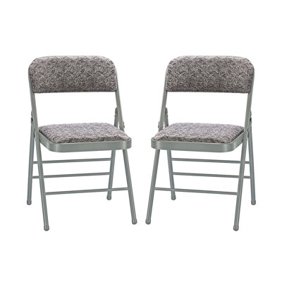 Kenidie Fabric Padded Stackable Folding Chair Set of 2