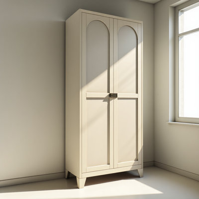 1'' 2 Shapely Door Cabinet With Lock, Metal Storage Cabinet With Doors And Adjustable Shelves, For Kitchen, Bedroom, Living Room(beige)