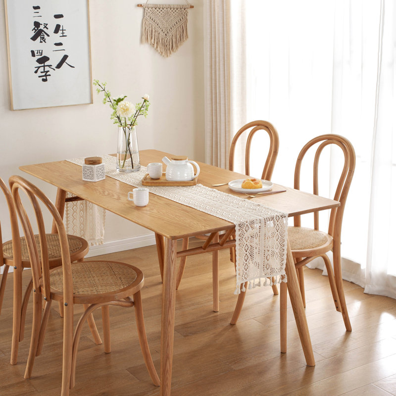 Fashion Cotton Table Runner With Tassels, Beige, 78" L x 9.5" D