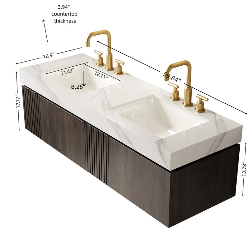 Meuble-lavabo moderne (avec meuble-lavabo et lavabo) avec rangement