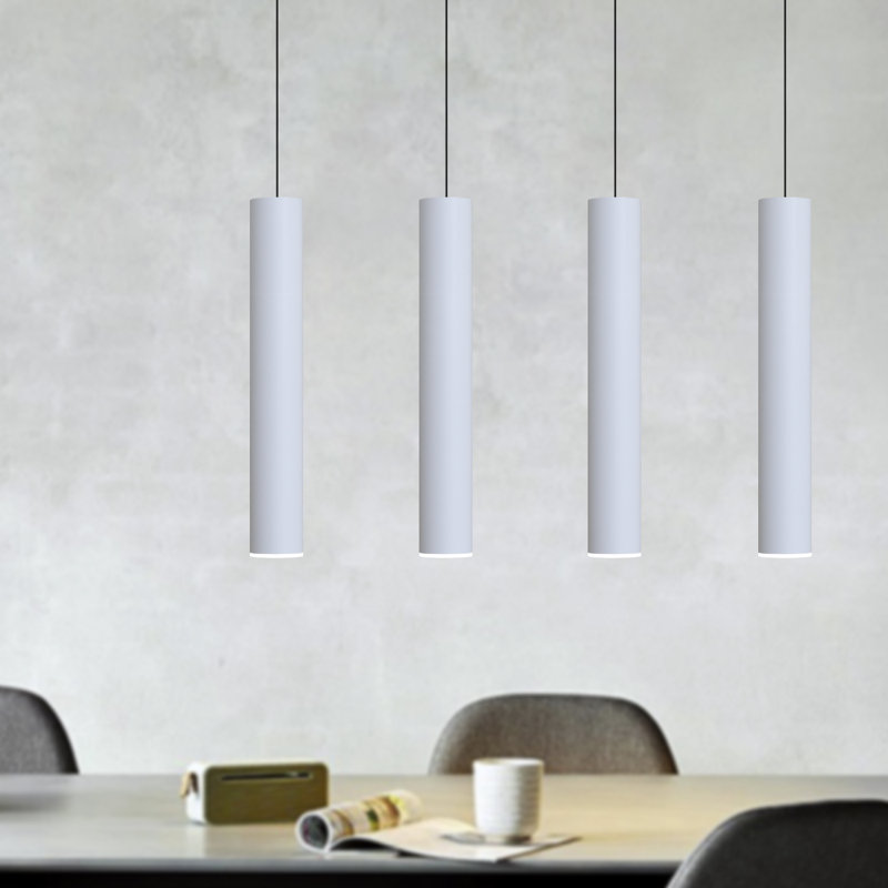 Luminaire suspendu linéaire à 4 lumières pour îlot de cuisine Chambery, Blanc