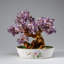 Genuine Amethyst Gemstone Bonsai Tree in Round Ceramic Pot (7")