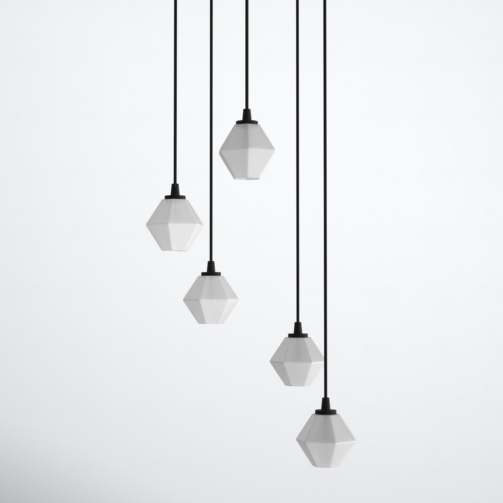 Marseille 5 - Light Dimmable Geometric Chandelier, Matte Black, Frosted