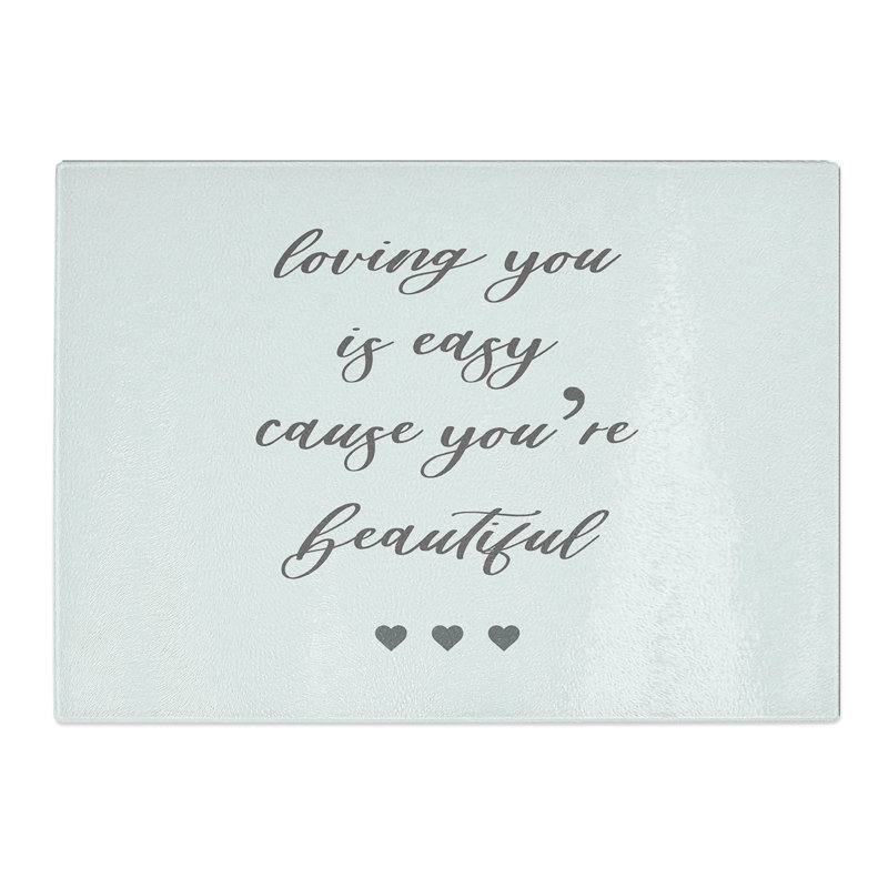 Loving You Is Easy Typography Chopping Board, 20cm W x 28.5cm L