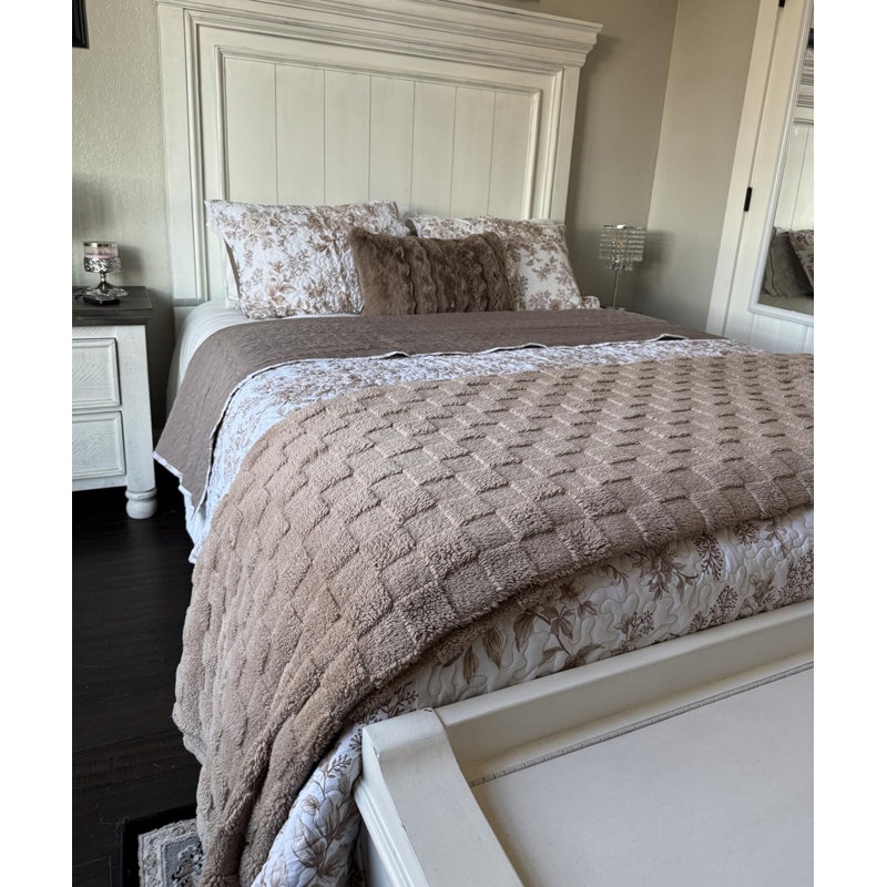 Ensemble de courtepointe réversible en coton à imprimé floral avec taies d'oreiller assorties pour une décoration de chambre de style varié