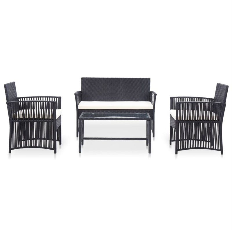 Chaise longue avec coussins Tonya, Crème / blanc, Noir