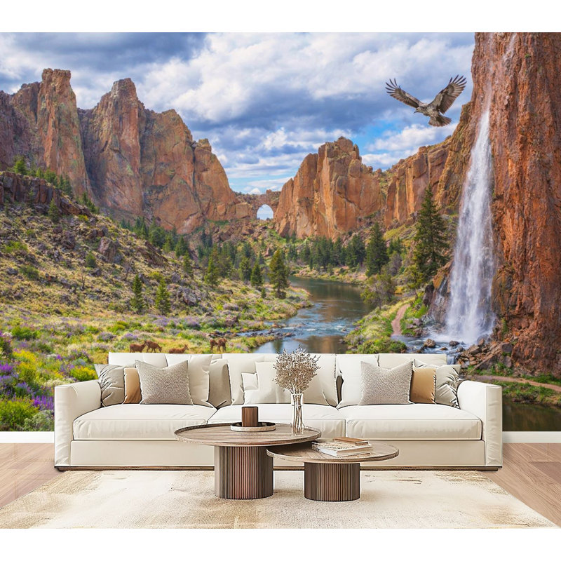 Papier peint adhésif auto-adhésif moderne l 96 "x H 69" pour chambre à coucher smith rock central oregon, L 96 po x l 69 po