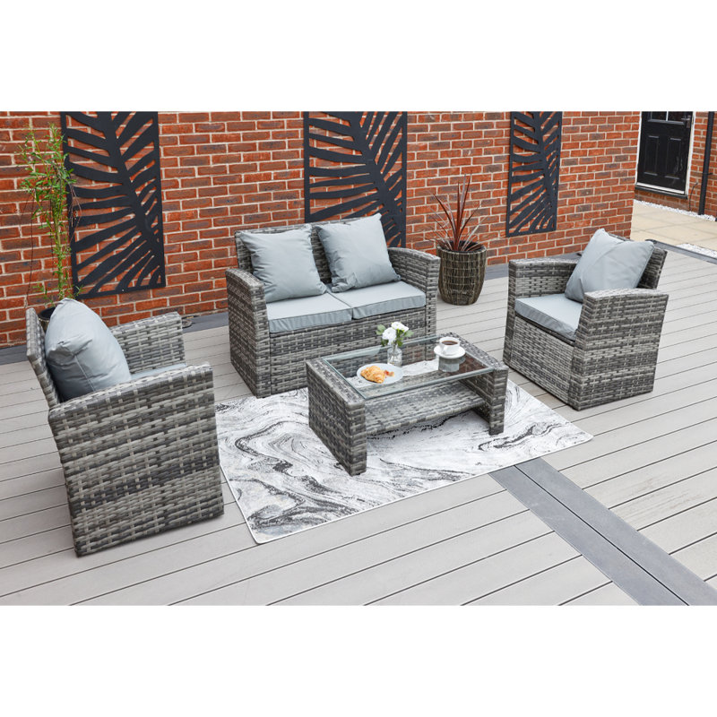 Majoch Polyethylene (PE) Wicker 4 - Person Seating Group with Cushions