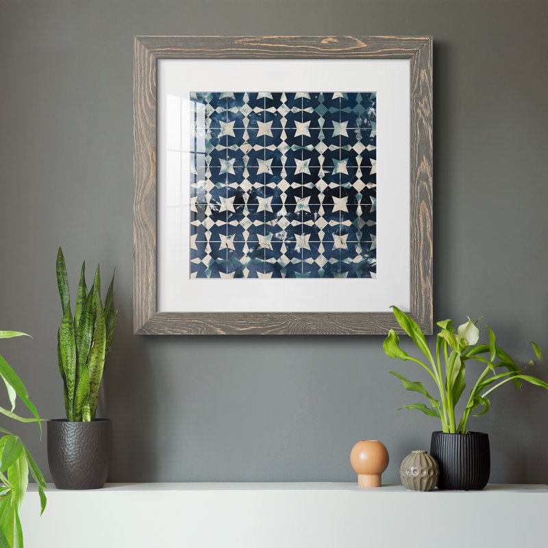 «Tile-Dye I», reproduction encadrée de qualité supérieure - prête à être accrochée, Papier avec cadre gris, Blanc