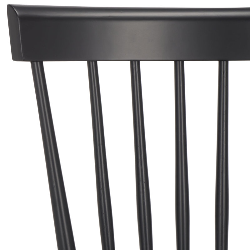 Chaise d'appoint à dossier Windsor en bois massif Matanna, Noir mat