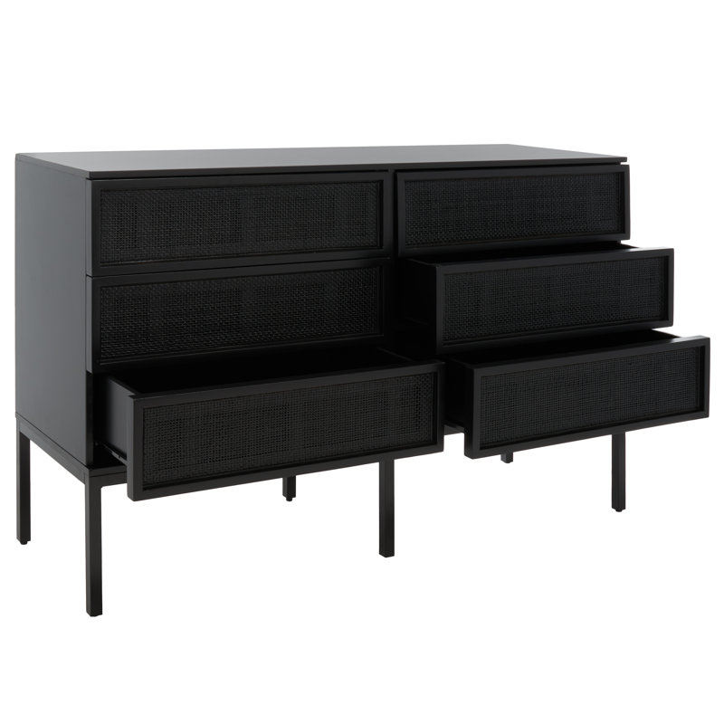 Prudhoe 54'' W 6 - Drawer Dresser, Black