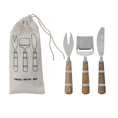 Stainless Steel Cheese Knife Set With Mango Wood And Resin Handles