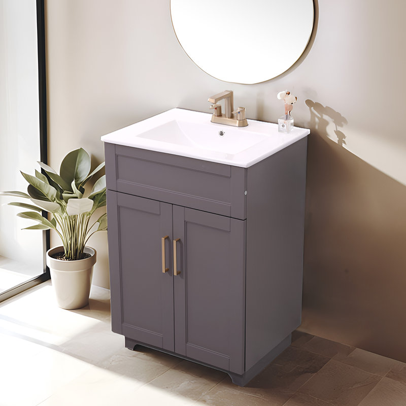 Ensemble de meuble-lavabo simple 24 po Modern, Gris