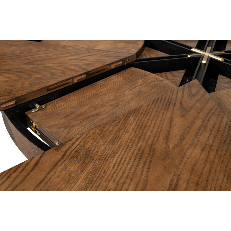 Tower Round Solid Oak Dining Table, Light Mink/Dark Hammered