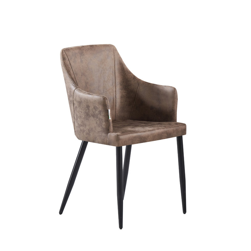 Lehmann Faux Leather Dining Chairs - Ergonomic back with Strong Metal Legs - Modern Armchair for Dining Room Living Room Restaurants