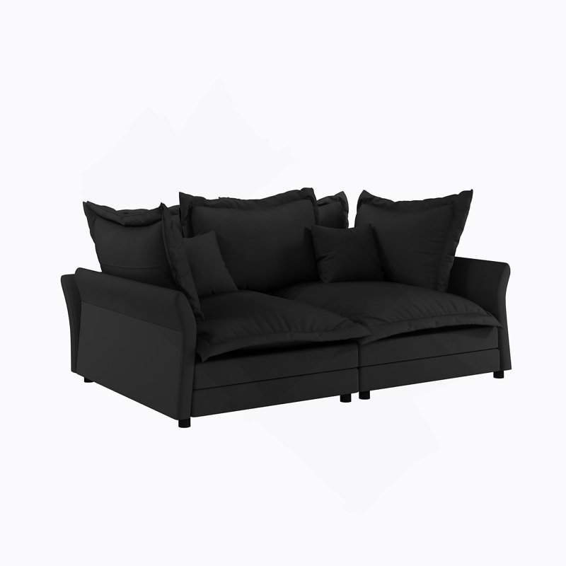 Canapé convertible confortable avec coussins moelleux et composants amovibles pour une utilisation polyvalente, Noir
