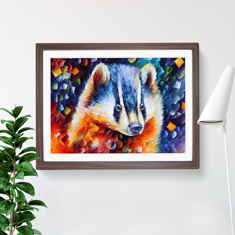 Badger Painting Abstract - Framed Print, 25cm H x 34cm W x 2cm D, Walnut