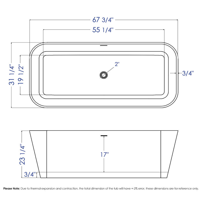 67.75'' x 31.25'' Freestanding Soaking Resin Bathtub