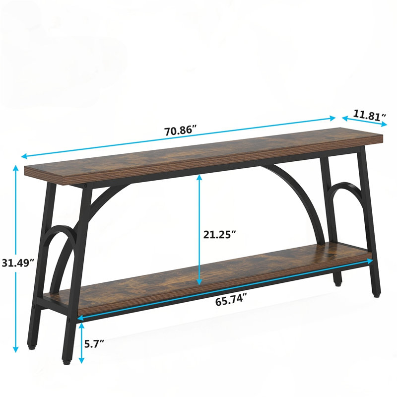 Console très longue 70,8 po, Brun rustique