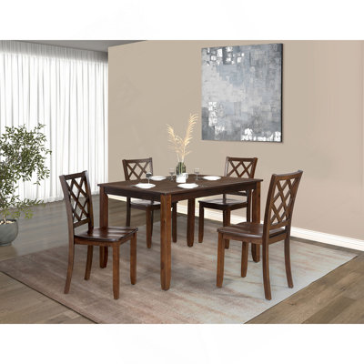 Ensemble de table de salle à manger 5 pièces de style transitionnel à finition blanche 1 table et 4 chaises de table rectangulaire