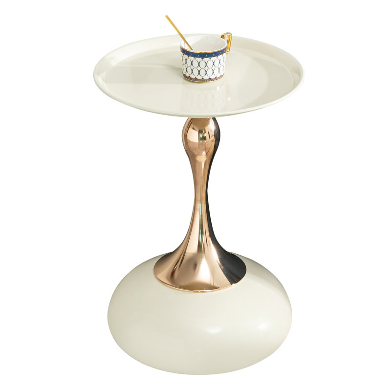 Small Round Side Table For Small Space, Milk White