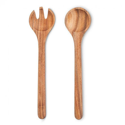 Ensemble de 2 ustensiles de service fourchette et cuillère en bois d'acacia