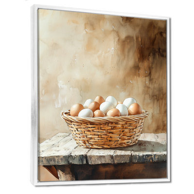 Art mural, œufs frais, toile de cuisine de campagne, panier d'œufs frais