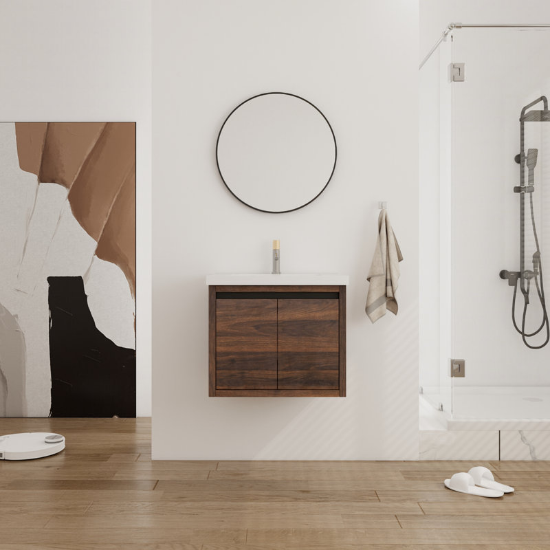 Ensemble de meuble-lavabo simple 23,94 avec comptoir Tausin, Brun