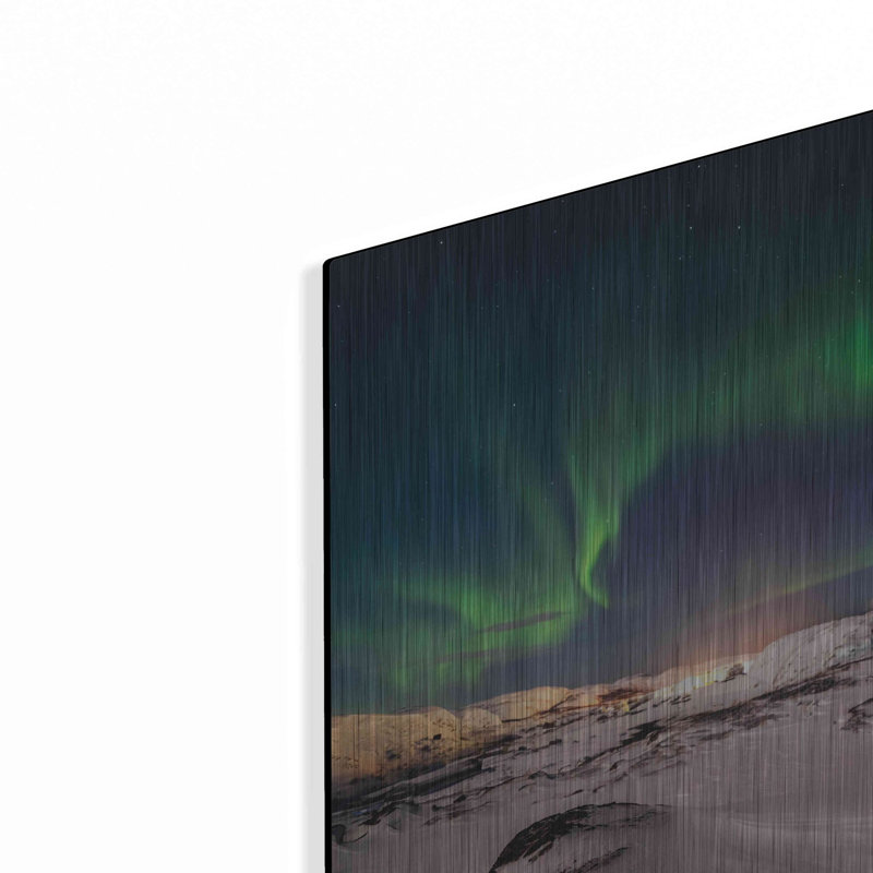 «Northern Lights On The Arctic Ocean Shore 2» par Luxe Portfolio, art mural en métal, H 12 po x l 16 po