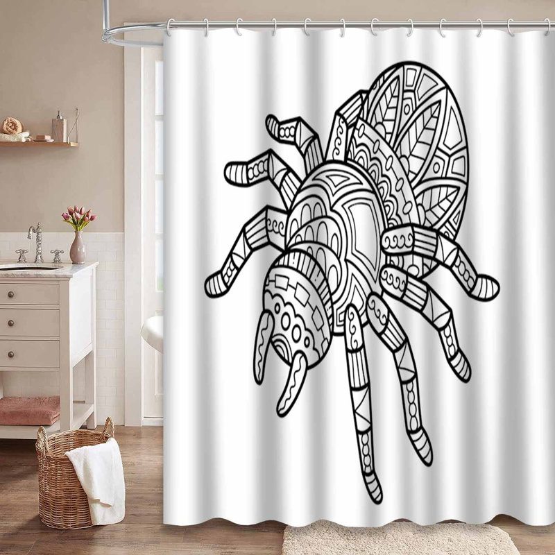 Mignon rideau de douche orné de stress noir avec 12 crochets, L 72 po x l 72 po