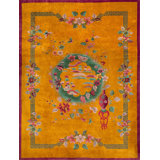Happy Gold Color Antique Room Size Chinese Art Deco Carpet