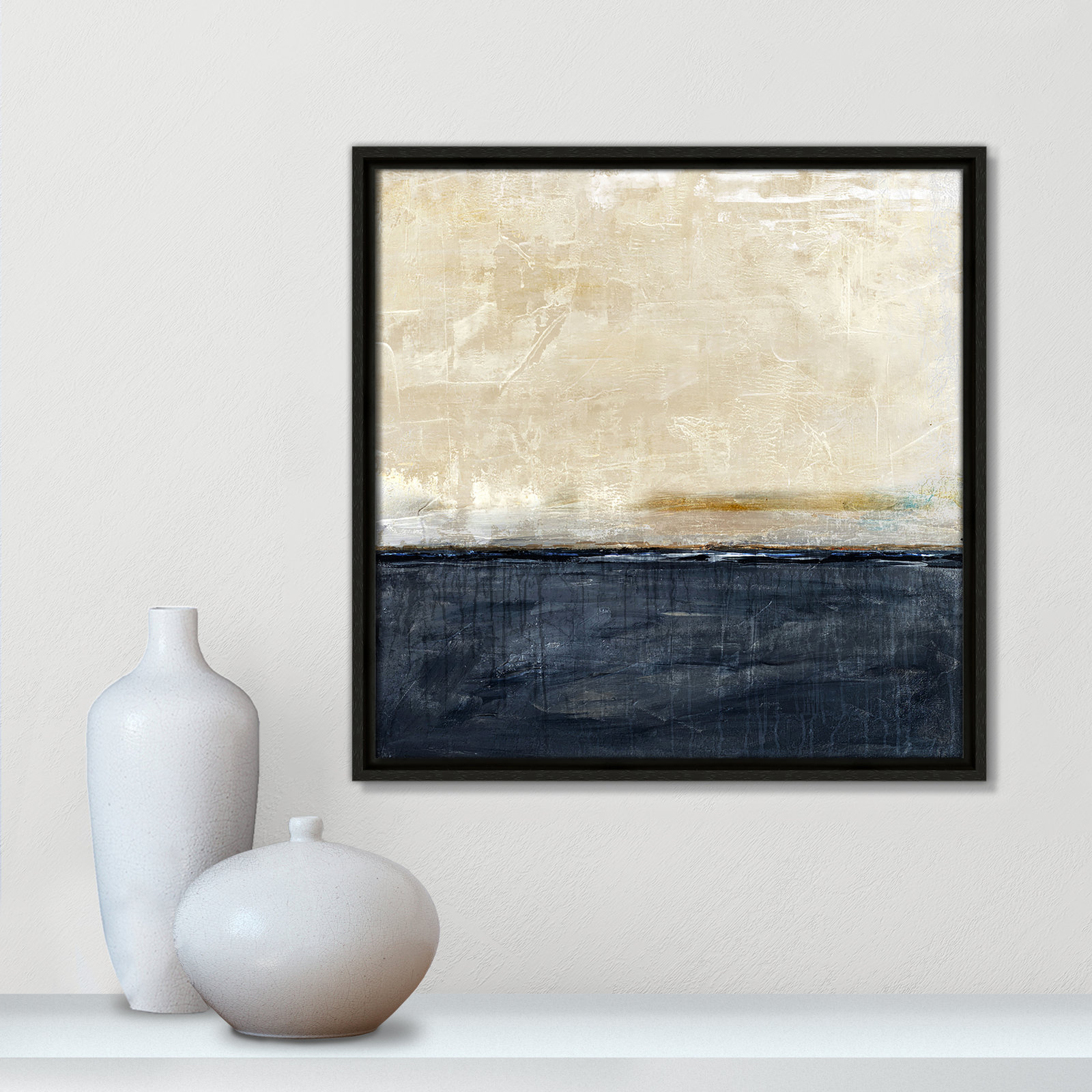 Better Days Navy Print by Denise Brown, Espresso, 17.5" H x 17.5" W