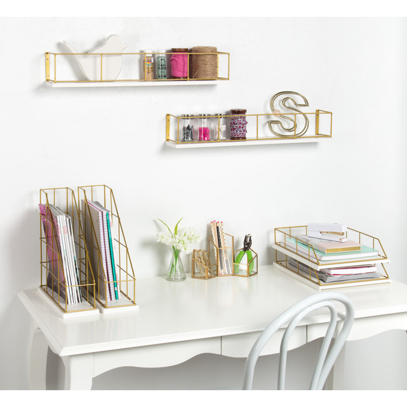 Mccaslin Stackable File Organizer, White, Gold